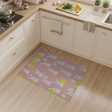 Cute Pink Bunny Easter Egg Cartoon Area Rug