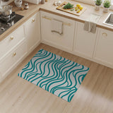 Teal Wavy Lines Area Rug