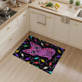 Pink Cartoon Cat with Colorful Balloons Kids Rug