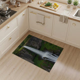 Lush Forest Waterfall Canyon Area Rug