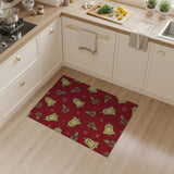 Golden Bells and Holly Leaves Red Area Rug