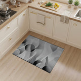 Geometric Waves Black White Area Rug