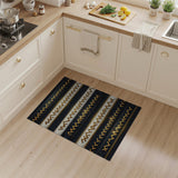 Gold Stitched Black Ivory Border Area Rug
