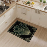 Art Deco Green Fan Geometric Area Rug