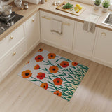 Orange Vibrant Orange Poppy Floral Area Rug