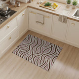 Wavy Abstract Stripe Area Rug in Brown Tan