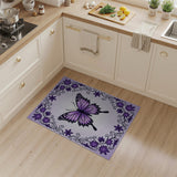 Purple Butterfly Floral Frame Area Rug