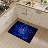 Neon Blue Fractal Dragon Mandala Rug