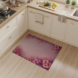 Blush Pink Hibiscus Floral Border Rug