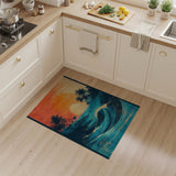 Sunset Palm Beach Waves Area Rug
