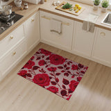 Vintage Red Roses Floral Area Rug