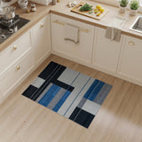 Modern Geometric Block Area Rug in Black Blue Grey