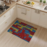 Bold Geometric Abstract Area Rug in Red Blue Yellow