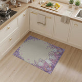 Cute Bunny Purple Floral Area Rug