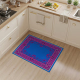 Serene Blue Field Persian Rug with Ornate Pink Border