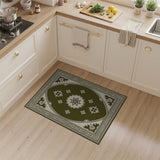 Oval Traditional Persian Area Rug in Green Cream