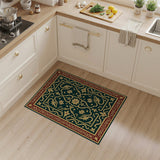 Ornate Green Gold Floral Persian Area Rug