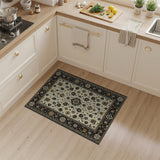 Ivory Traditional Persian Area Rug with Black Border