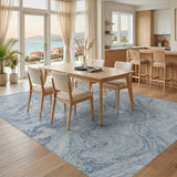 Blue and Teal Blue Teal Marble Swirl Area Rug