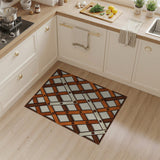 Orange Trellis Lattice Area Rug with Floral Accents
