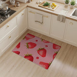 Pink Fruit Pattern Whimsical Strawberry Pink Area Rug