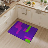 Vibrant Purple Geometric Rug with Pink Green Blocks
