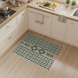 Tribal Green Gold Geometric Area Rug
