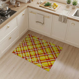 Vibrant Yellow Red Diagonal Plaid Area Rug