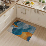 Abstract Blue Teal Orange Wave Area Rug