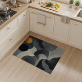 Grey Geometric Swirl Abstract Area Rug