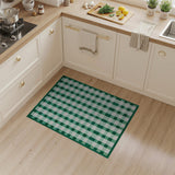 Green Gingham Check Rustic Farmhouse Area Rug