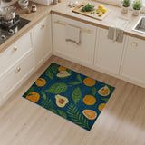 Vibrant Fruit Slice Area Rug with Oranges Peaches on Blue