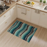 Teal Waves Driftwood Coastal Area Rug