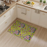 Sunny Yellow Pink Magnolia Floral Area Rug