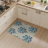 Elegant Teal Damask Floral Area Rug