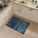 Distressed Blue Teal Tribal Striped Area Rug