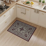 Ornate Maroon Fleur-de-Lis Area Rug