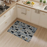 Kids Cartoon Playful Black Cat Cartoon Area Rug