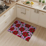 Pink Vibrant Pink Poinsettia Floral Area Rug