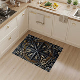Ornate Cracked Silver Star Floral Rug