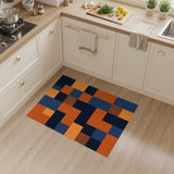 Modern Geometric Orange and Navy Area Rug
