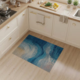 Blue Teal Wavy Abstract Blue and Teal Area Rug