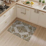 Golden Ornate Damask Medallion Area Rug