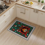 Festive Gnome Christmas Fireplace Area Rug