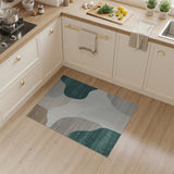 Abstract Teal Beige Area Rug