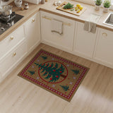 Christmas Tree Tribal Border Area Rug