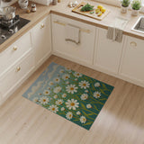 White Daisy Meadow Teal Area Rug