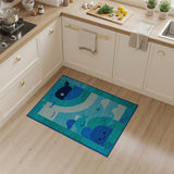 Kids Cartoon Playful Whale Ocean Kids Area Rug