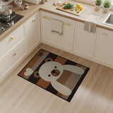 Adorable White Bear Hearts Brown Tan Striped Rug