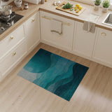 Teal Lunar Waves Abstract Area Rug